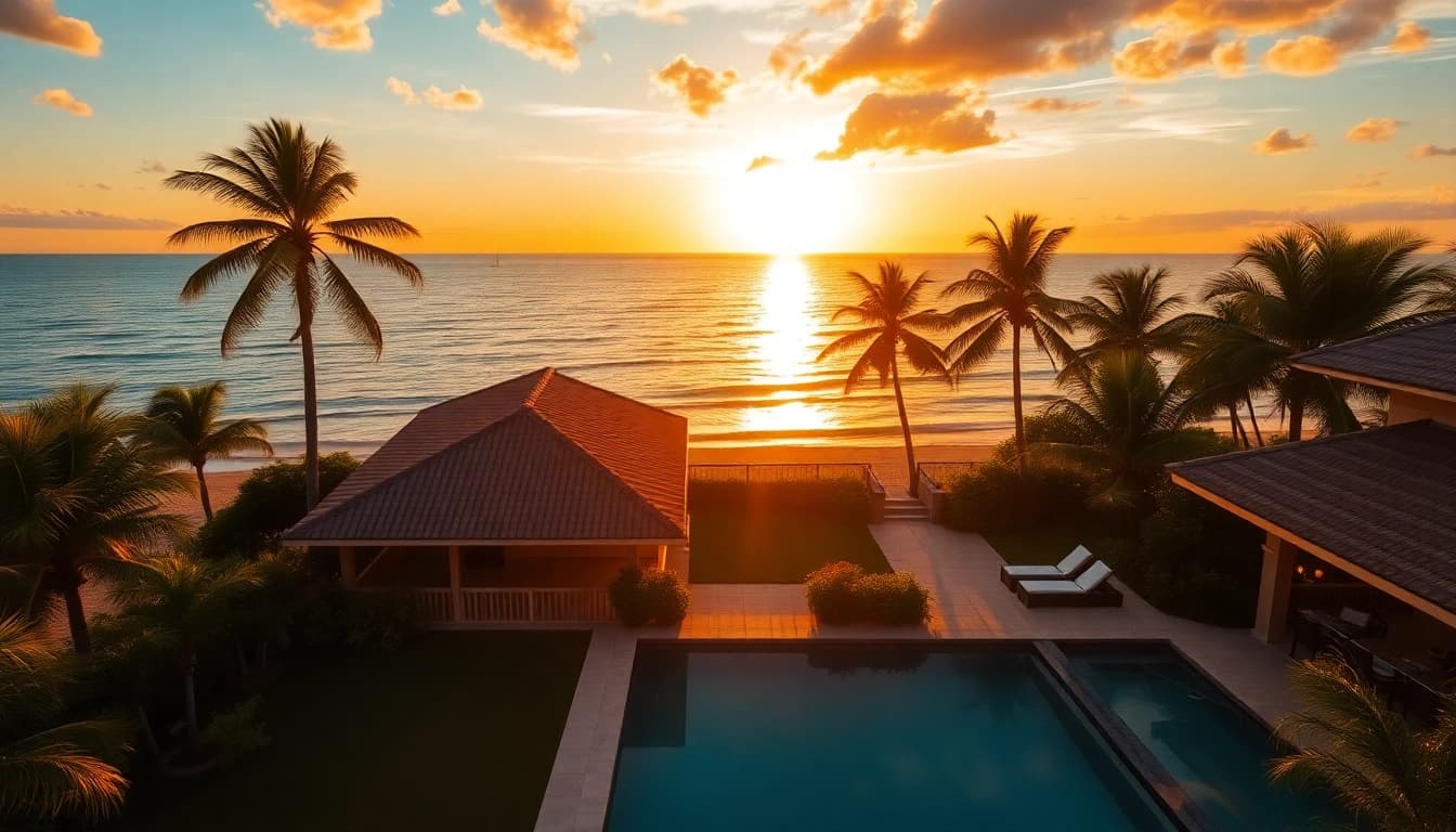 Villa management Phuket service showcasing a stunning beachfront villa, ensuring luxurious property care.
