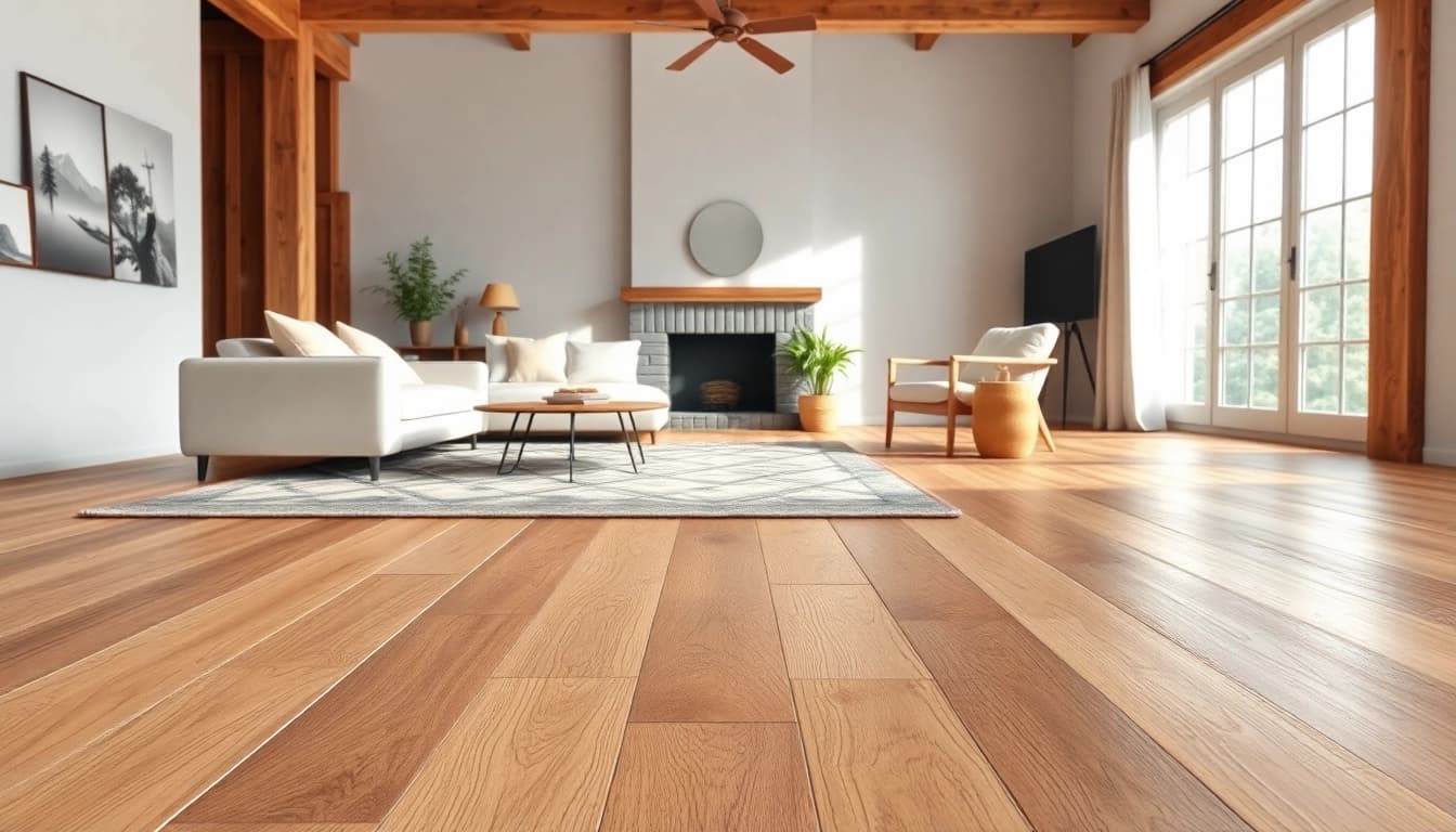 Enhance your home with stunning vinyl plank flooring highlighting a rustic living room's charm.