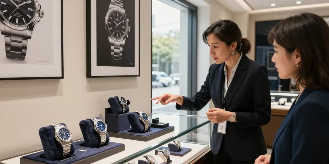 Showcasing super clone watches in a modern luxury showroom, highlighting craftsmanship and customer experience.