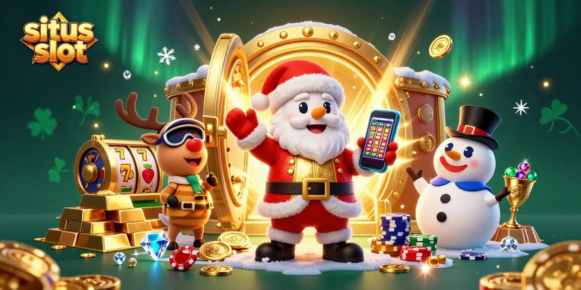 Experience exciting jackpots at situs slot resmi with Santa and friends in a vibrant casino scene.