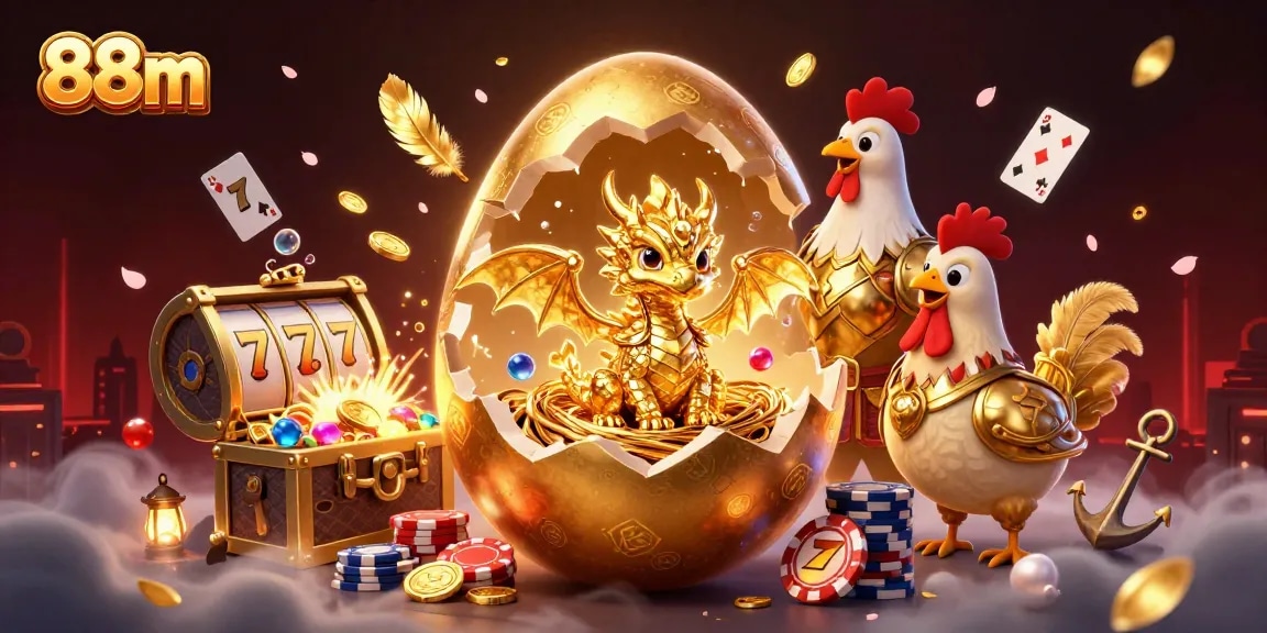 88m showcases a brilliant scene with a golden dragon and poker chips in an exciting casino atmosphere.