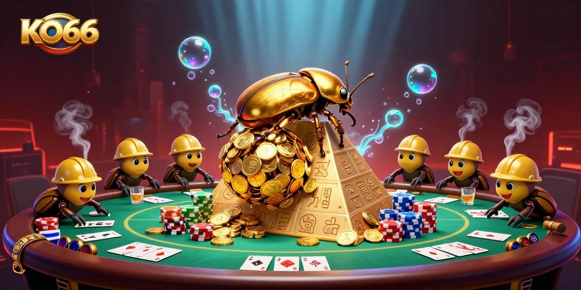 Spin slots in KO66 with vibrant casino scenes filled with gold coins and lively gaming action.