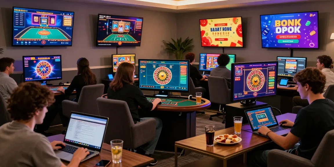 Engaged players enjoying interactive experiences at non UK casinos, showcasing vibrant interfaces and live dealer games.