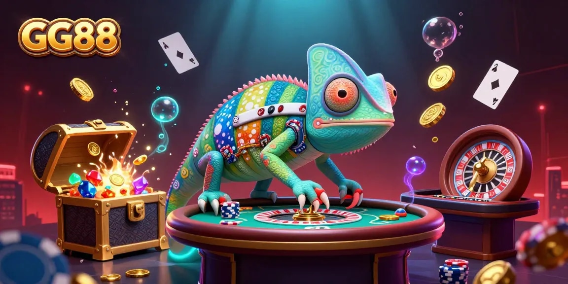 Play games and win big at GG88, featuring a colorful casino scene with vibrant elements.