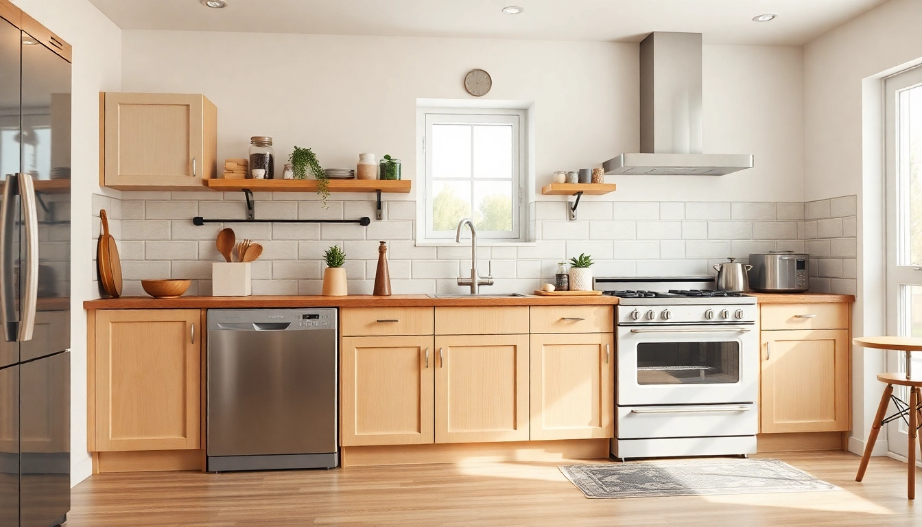 Explore high-quality бяла техника showcasing stylish dishwashers and stoves in a modern kitchen setting.