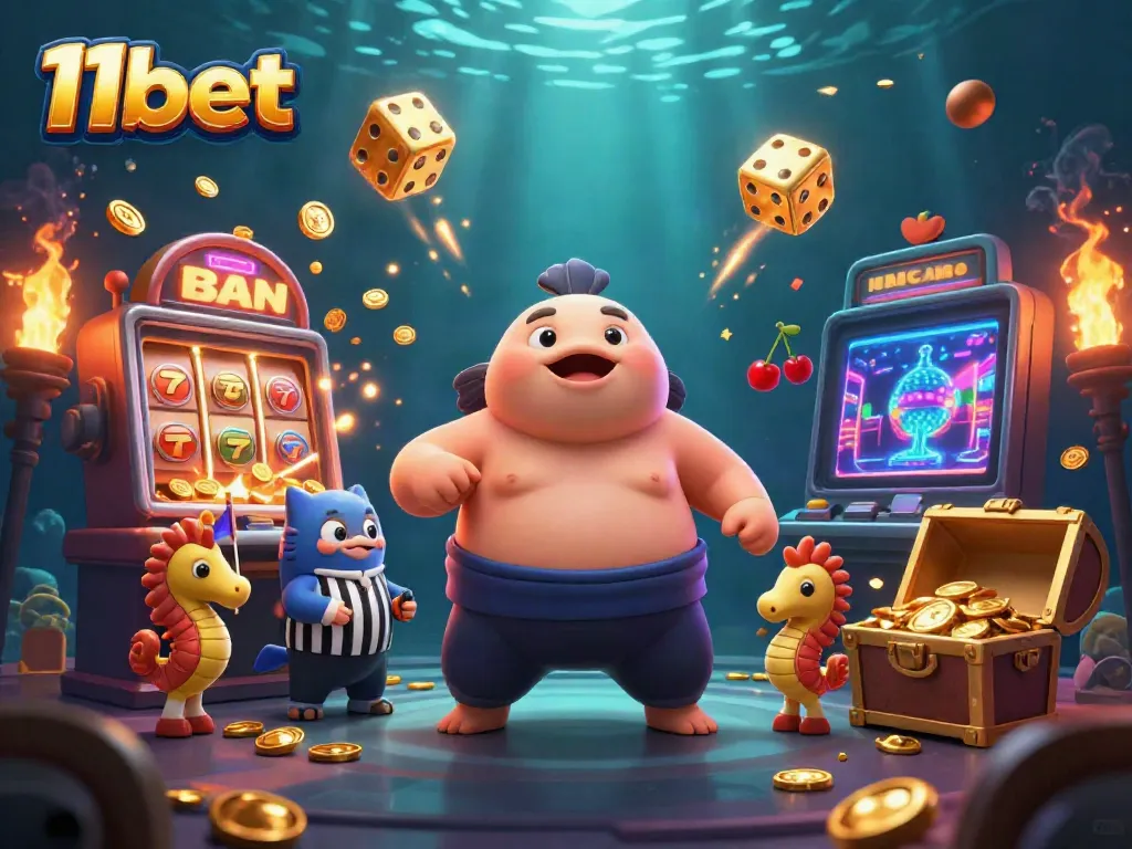 Experience thrilling underwater action with 11bet's captivating casino scene featuring a giant fugu.