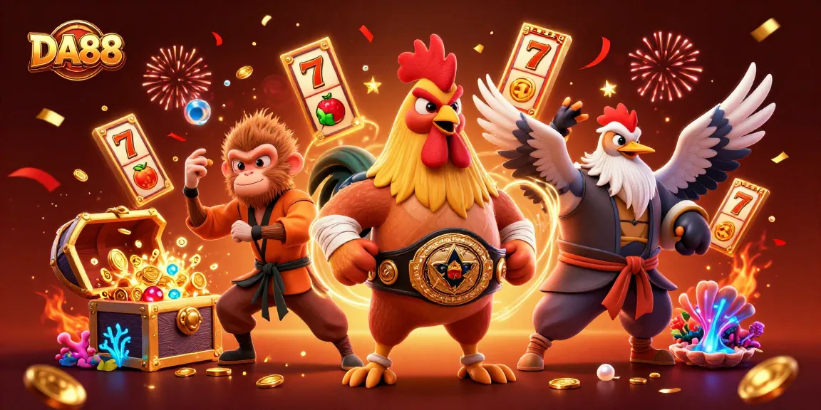 Join DA88 in an exhilarating casino adventure surrounded by slot reels and festive treasures!