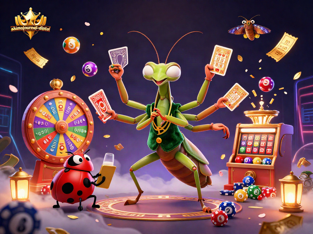 Engage with ahimajournal-digital's vibrant casino scene featuring dynamic gambling action, colorful lottery elements.