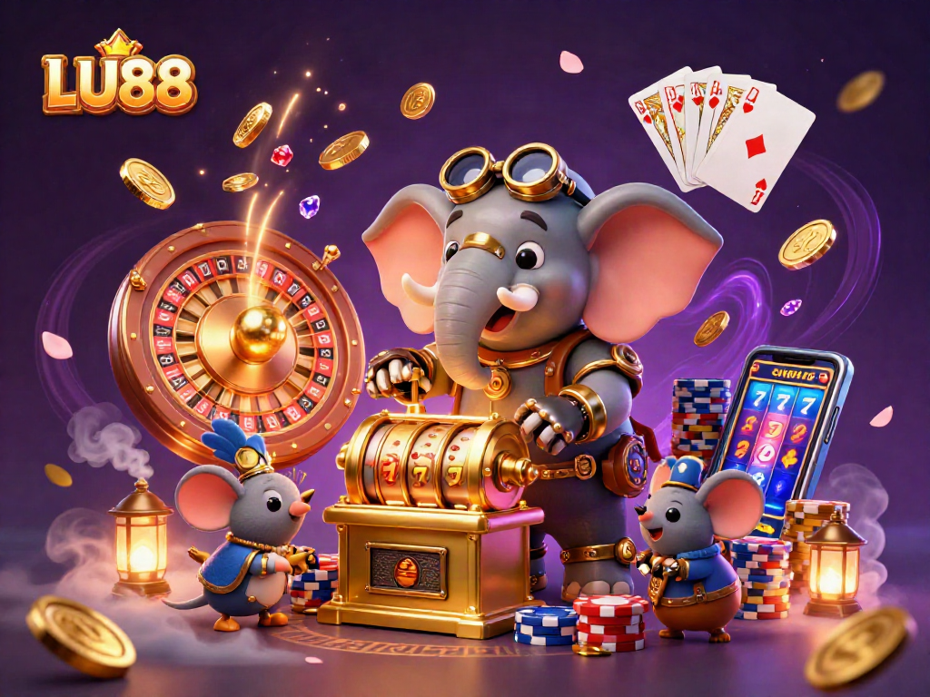 LU88 engages players with vibrant slots and casino action in an ultra-detailed 3D illustration.