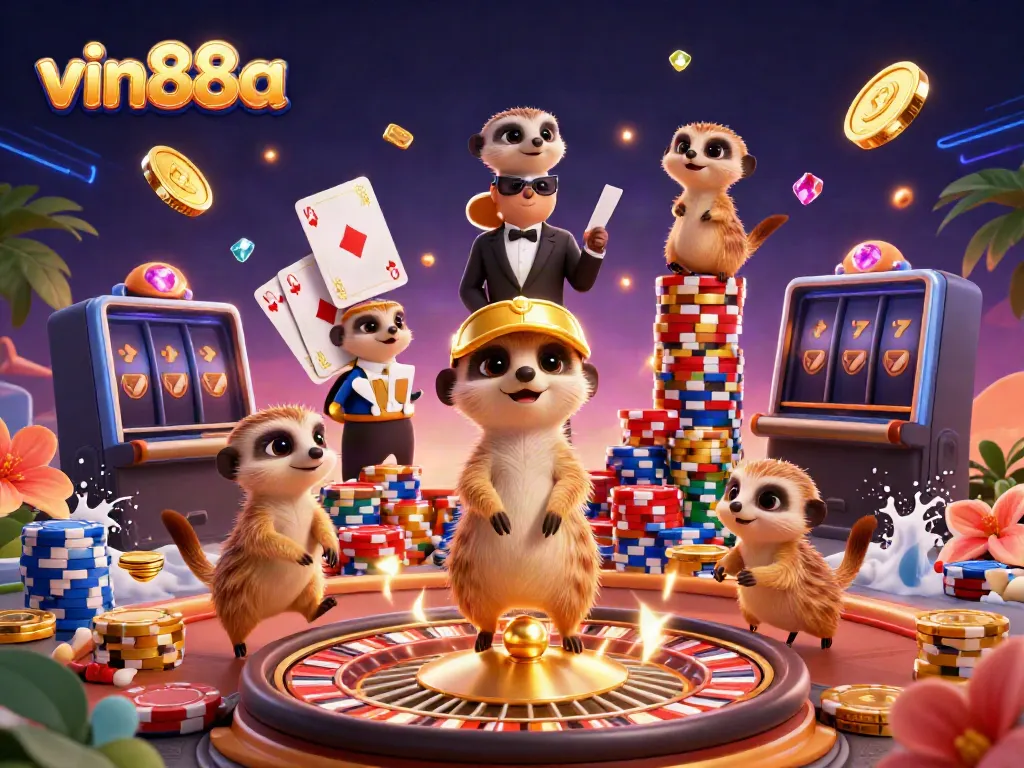 Win big with vin88a as the meerkats manage a vibrant casino scene filled with action.