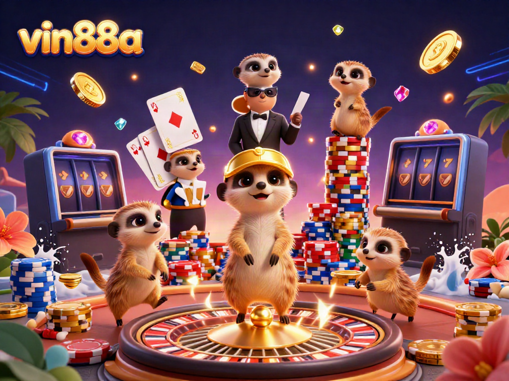 Win big with vin88a as the meerkats manage a vibrant casino scene filled with action.