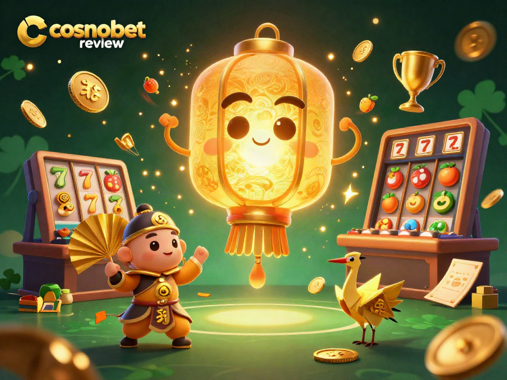 Experience a joyful cosmobet review with vibrant 3D casino elements and engaging characters.