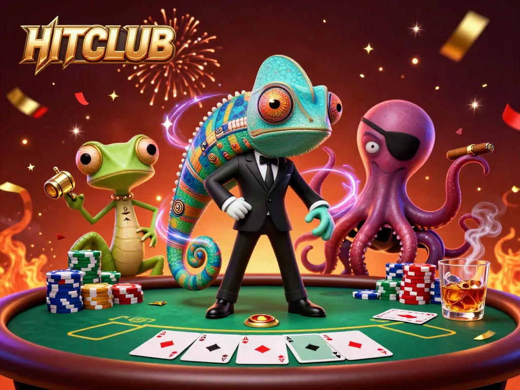 Experience exciting gaming at HITCLUB, featuring thrilling poker action with vibrant character interactions and dynamic gameplay elements.