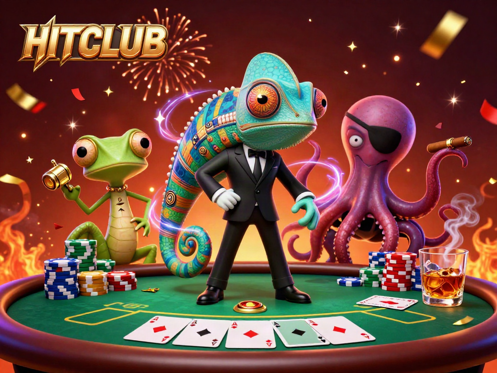 Experience exciting gaming at HITCLUB, featuring thrilling poker action with vibrant character interactions and dynamic gameplay elements.