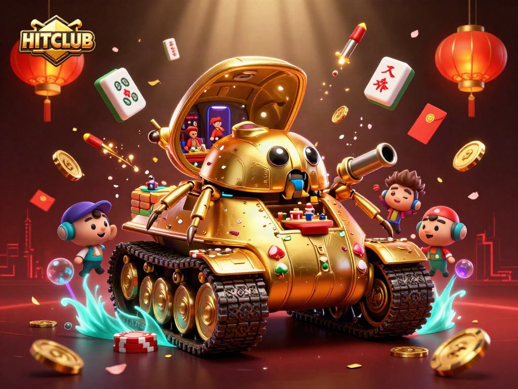 Experience the excitement of HITCLUB with a vibrant miniature casino inside a golden beetle tank.