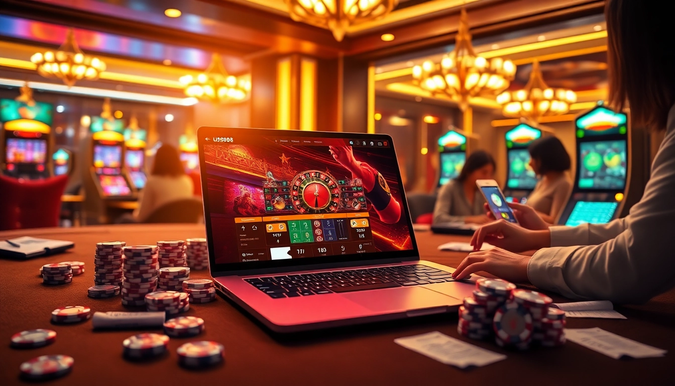 Experience thrilling online gambling at U8888 with vibrant casino visuals and interactive gaming components.