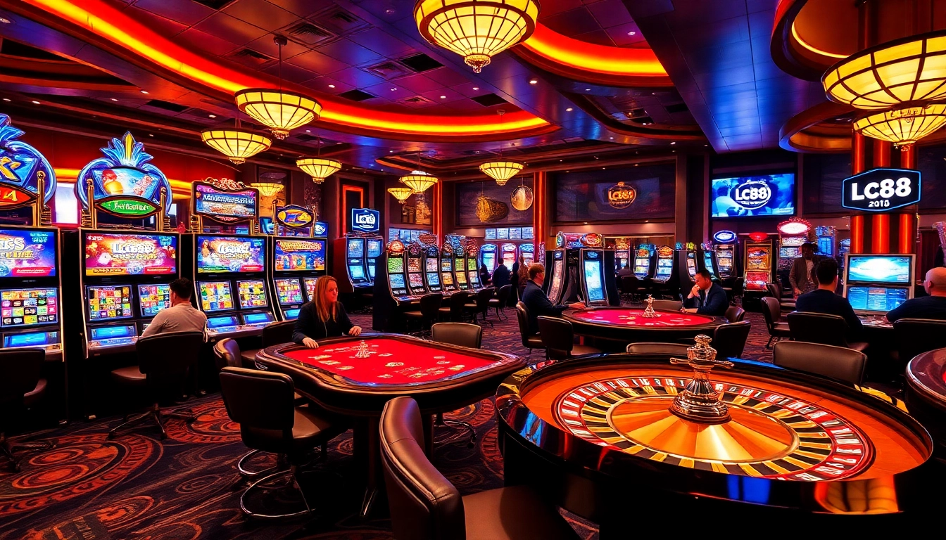 Experience Lc88's exciting casino vibe with high-stakes poker and vibrant slot machines.