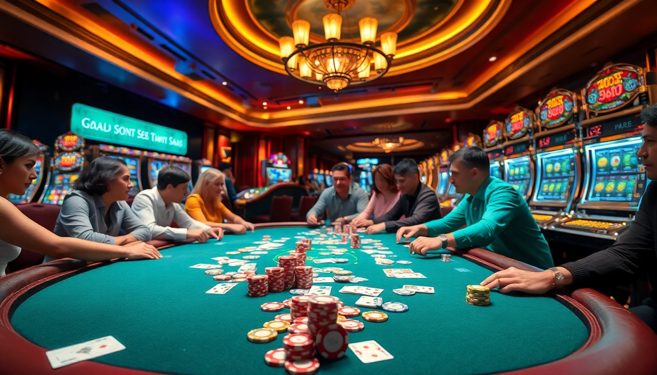 Engage in thrilling gameplay at nhà cái zbet with lively casino tables and colorful gaming elements.