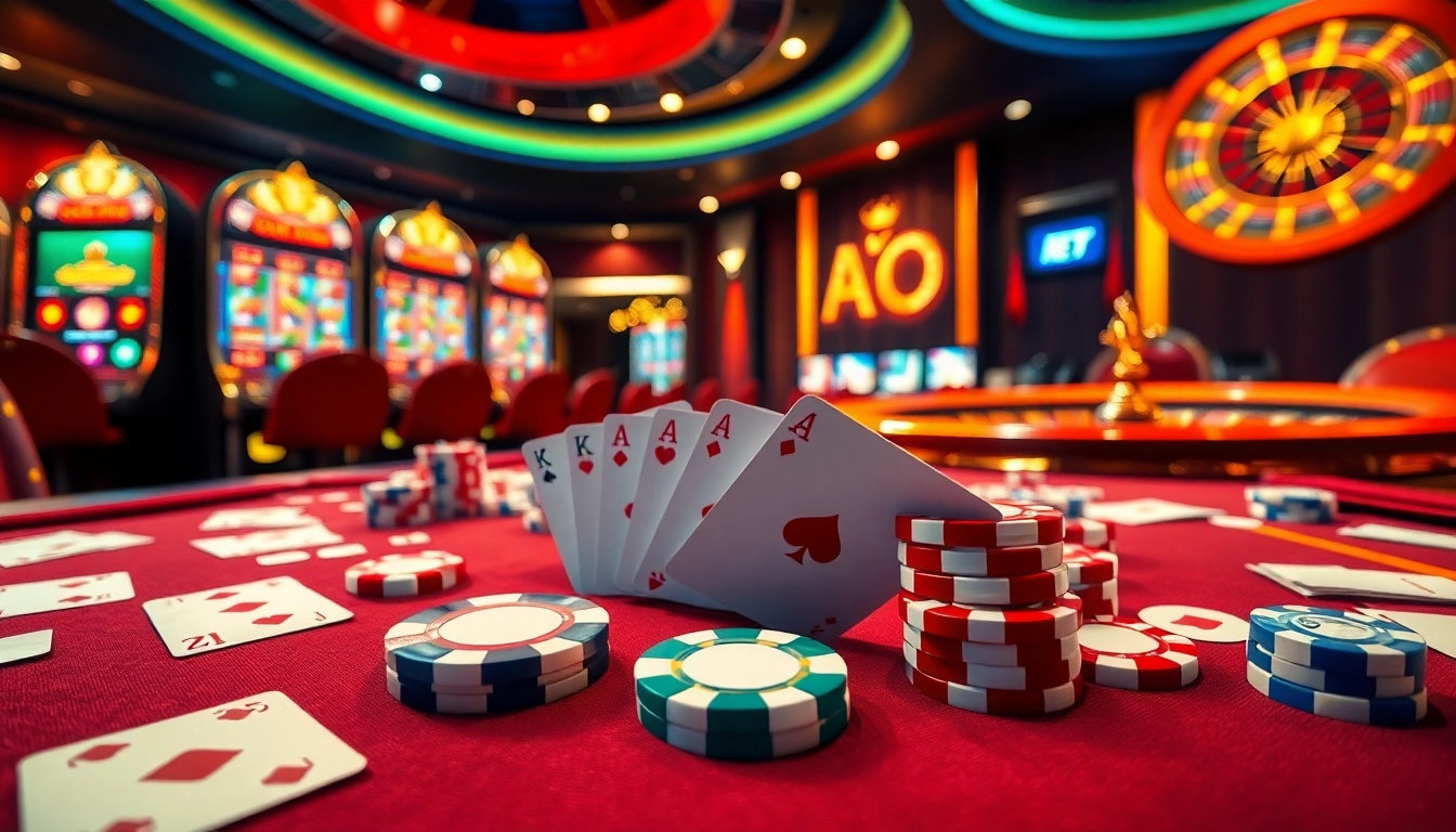 High-stakes gaming scene at https://bet88b.us.com/ with vibrant casino tables and slot machines.