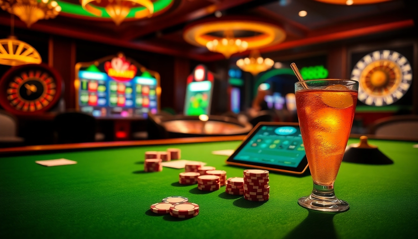 Experience high-stakes gambling at 888b.com featuring a luxurious poker table surrounded by vibrant casino elements.