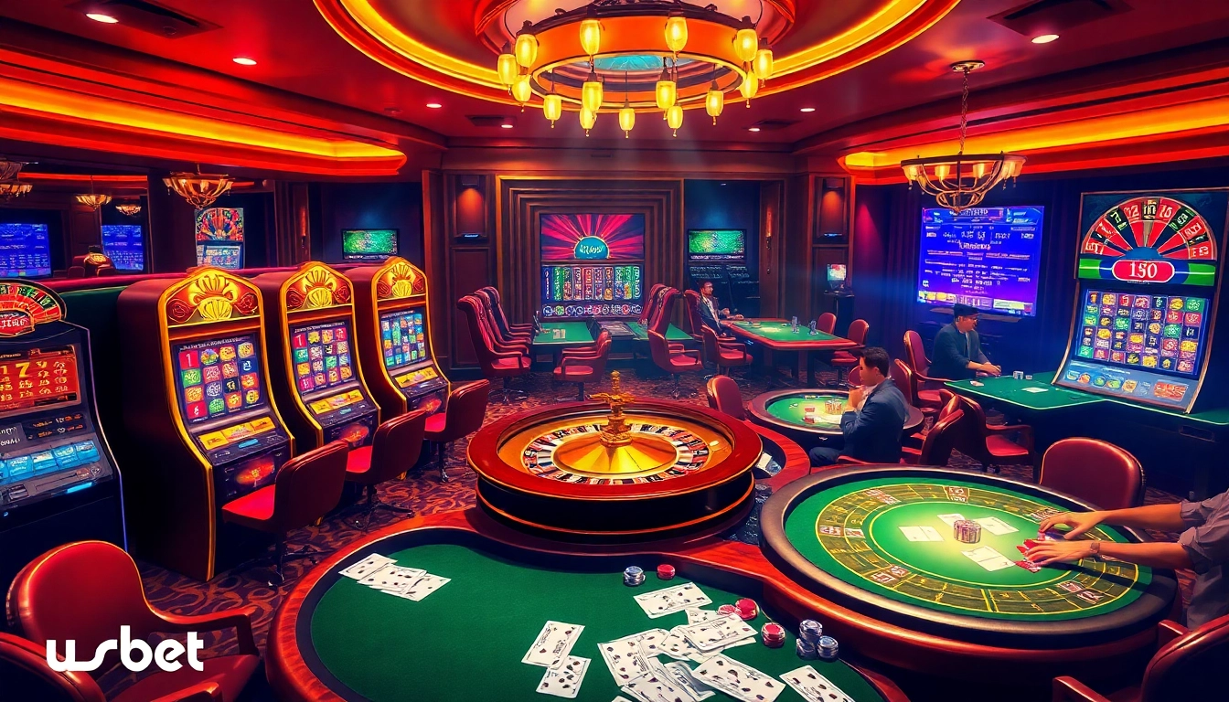 Experience the thrill of gambling at usbet with vibrant casino tables and exciting game activities.