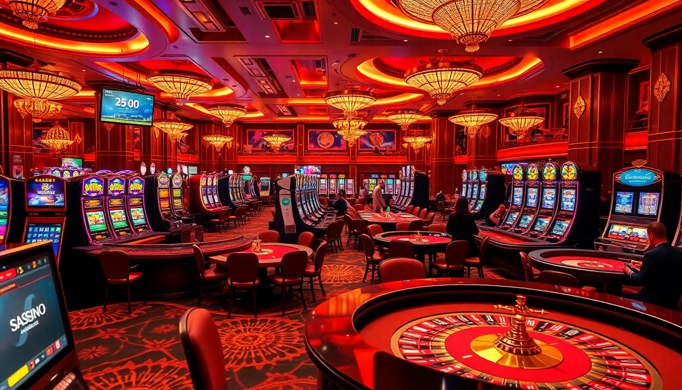 Experience the thrill of gaming at https://13win2025.online/ with an upscale casino scene showcasing vibrant tables and exciting players.