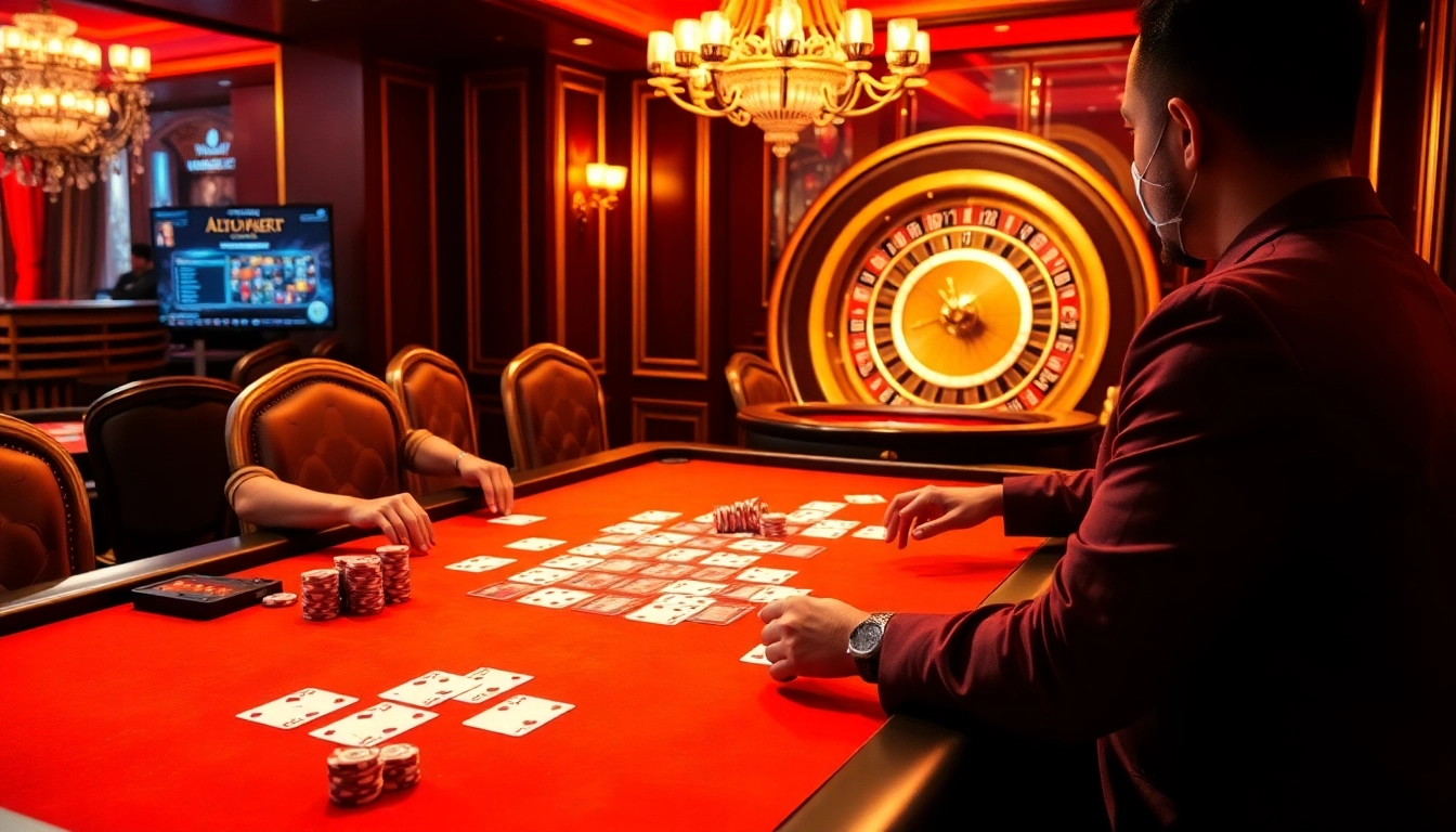 A dynamic poker game scene capturing the excitement at 789win with vibrant chips and strategic plays.