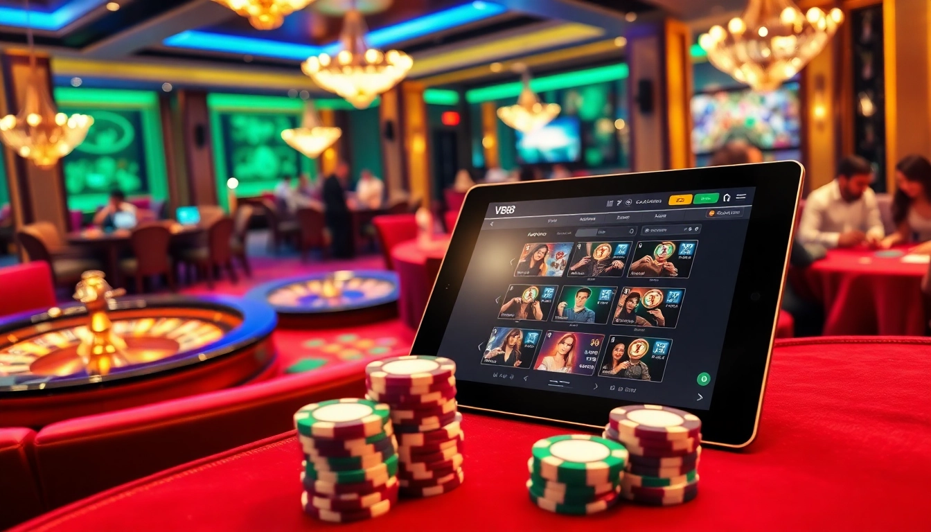 Experience thrilling gameplay at VB88 with vibrant poker tables and exciting roulette action.