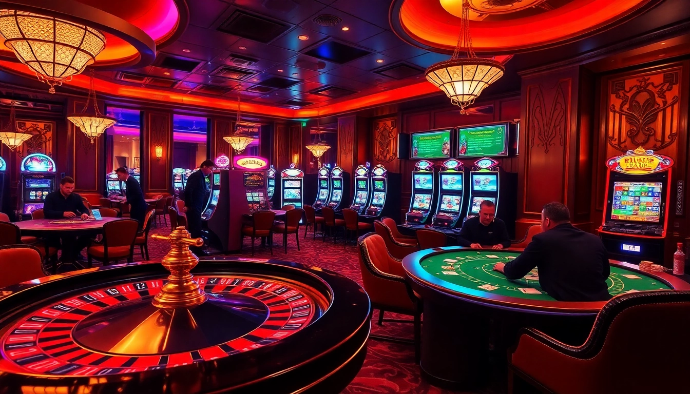 KJC luxury casino scene featuring vibrant poker tables and high-stakes games.