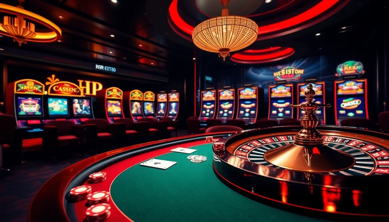 Engaging scene of Trang Chủ RR88 with poker table and vibrant slots, inviting gamblers to play.