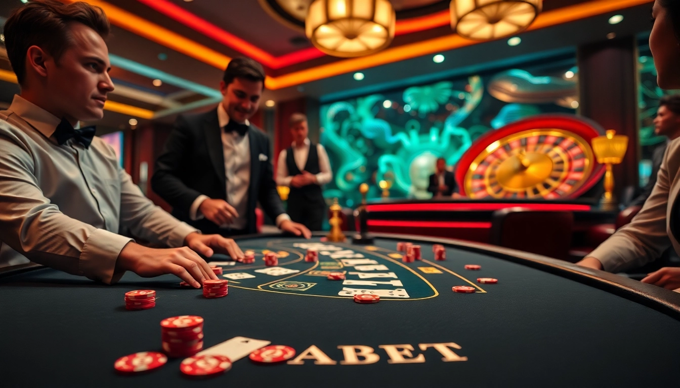 Experience thrilling gameplay at THABET casino, with poker tables and colorful chips.