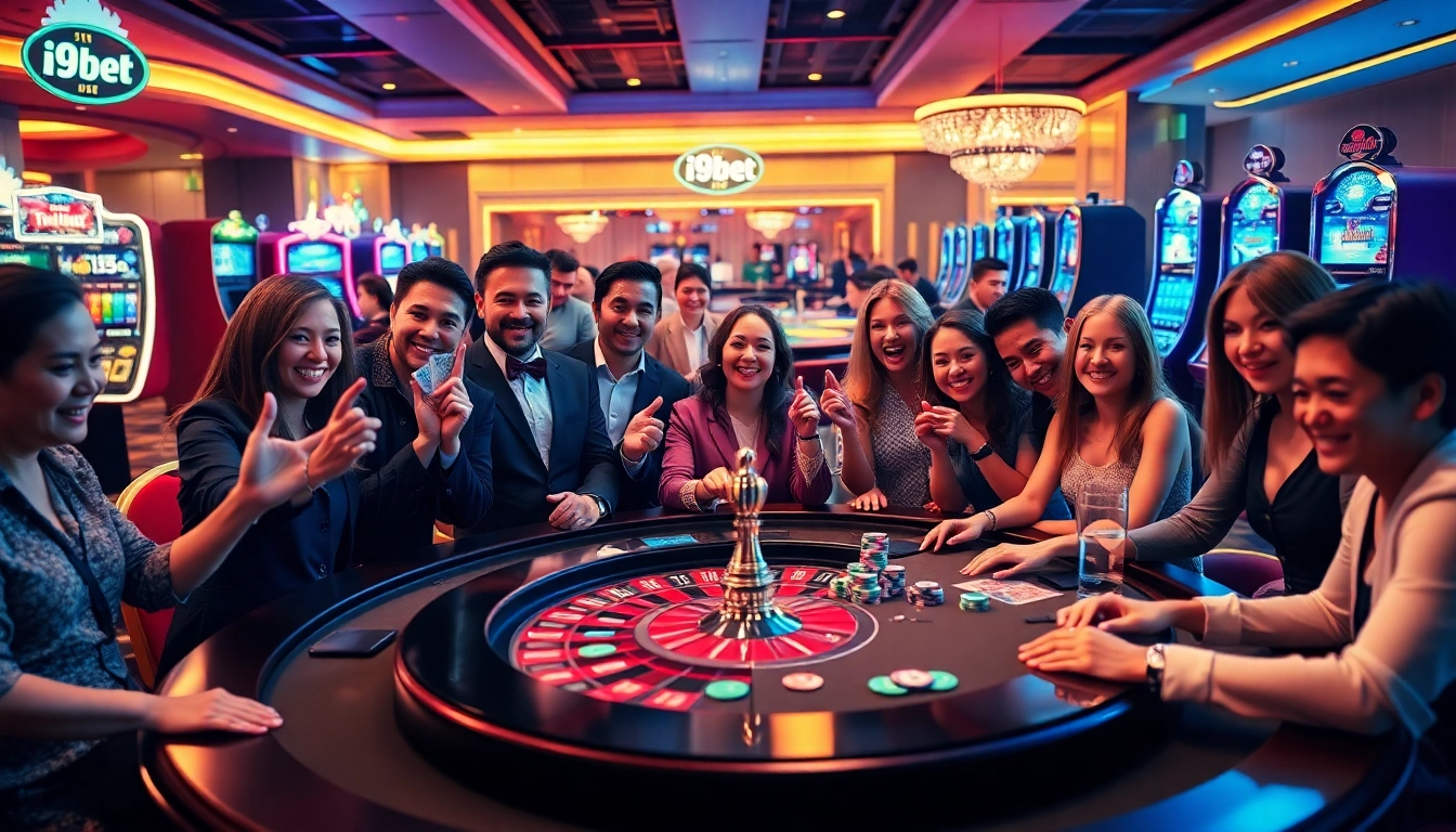 Players enjoy an exciting game at the i9bet casino table, full of vibrant colors and energy.