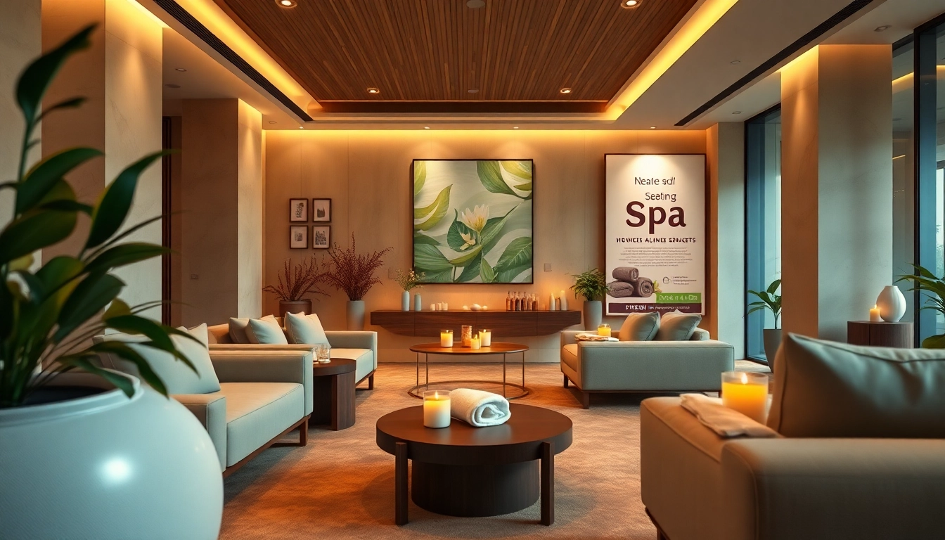 Spa Ads showcasing a luxurious spa interior in warm tones, inviting relaxation