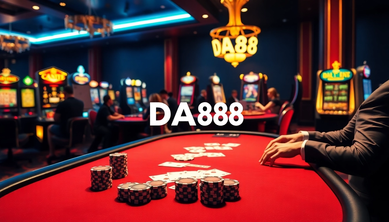 Experience thrilling gameplay at DA88 with luxury poker tables and vibrant slots.