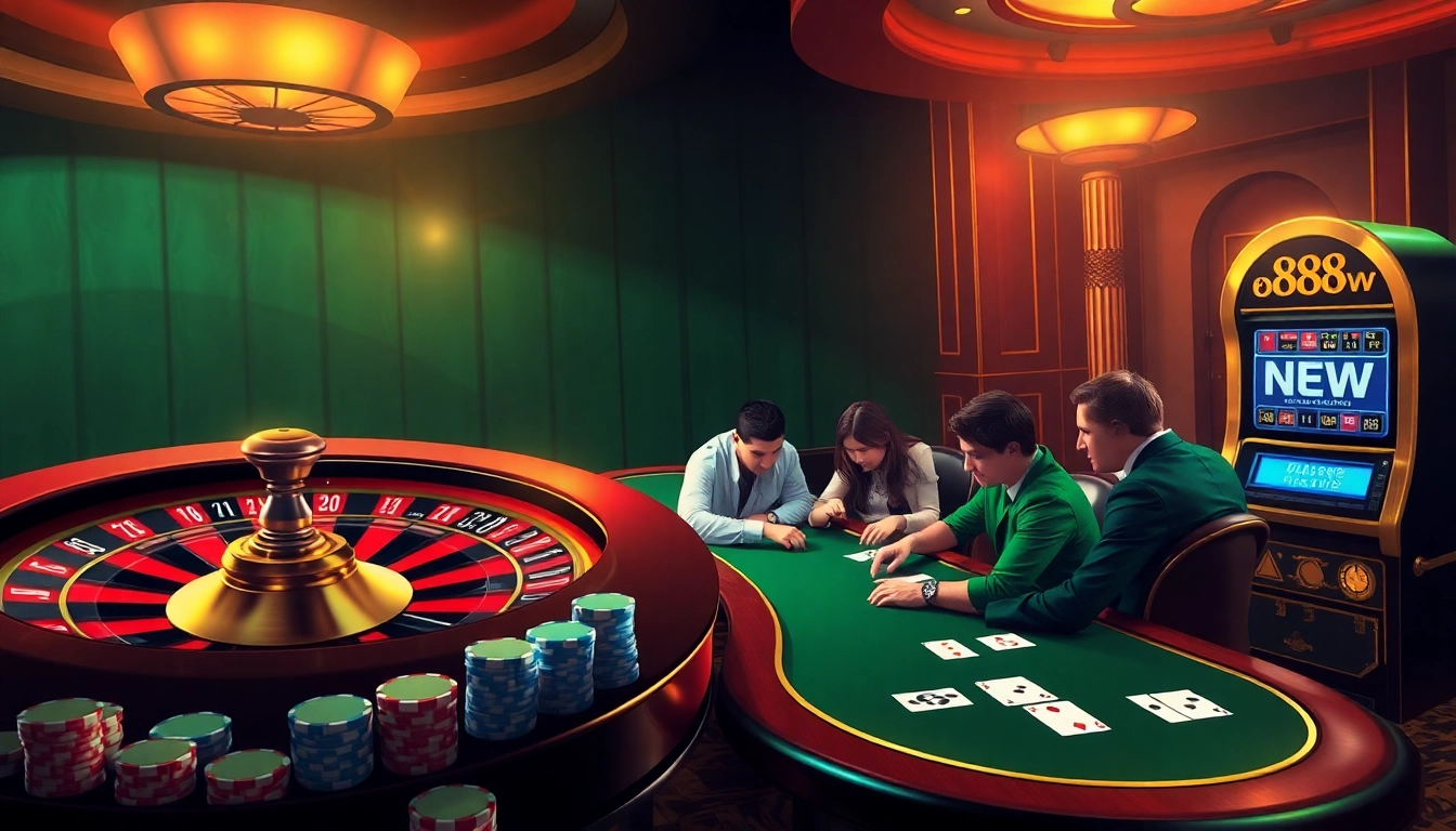 Players engaging in thrilling games at the 888NEW casino, showcasing excitement and strategy.