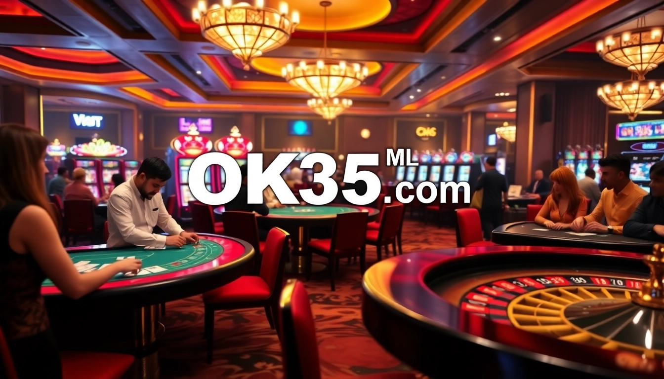 Experience thrilling gaming action at OK365 com with vibrant scenes of casino excitement.