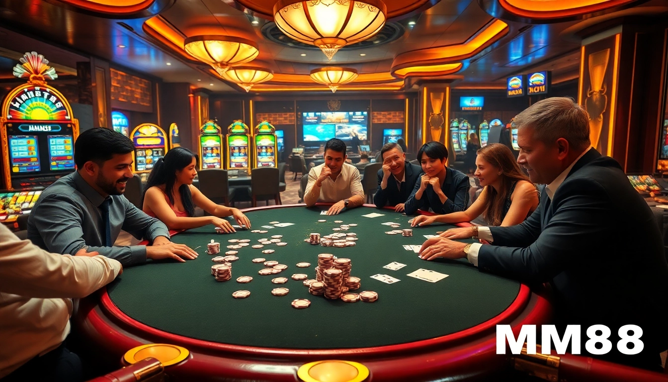Experience thrilling gameplay at MM88 with vibrant casino visuals and engaging poker action.
