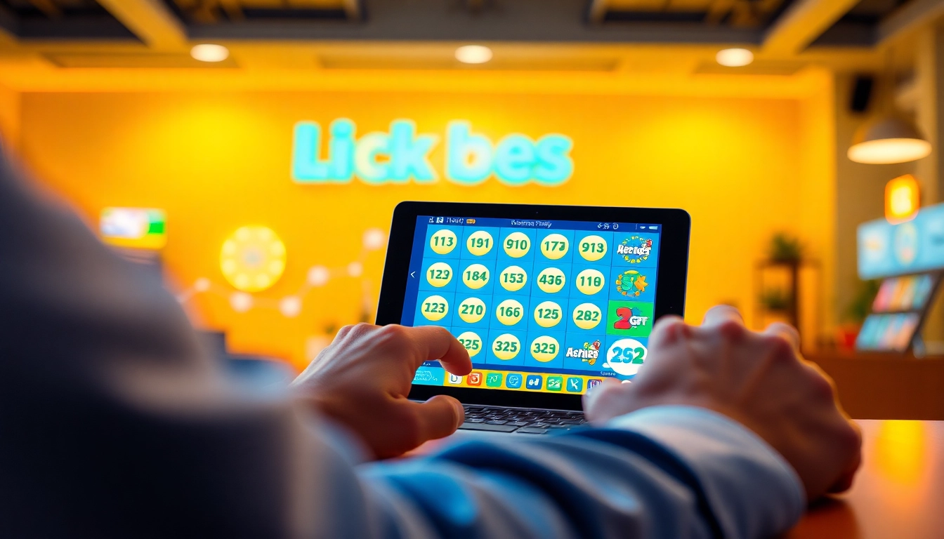 Engaging digital interface of Trang chủ 92lottery showcasing colorful lottery graphics and user interaction on a modern device.