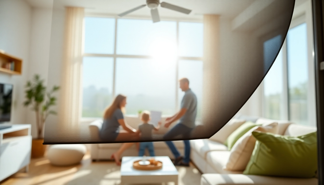 Flyscreenmaxx showcasing a fitted flyscreen in a bright living room for insect protection.