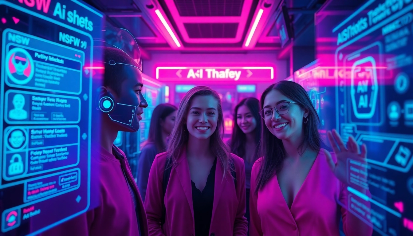 Engaging users interacting with free NSFW AI chatbots in a futuristic digital landscape.