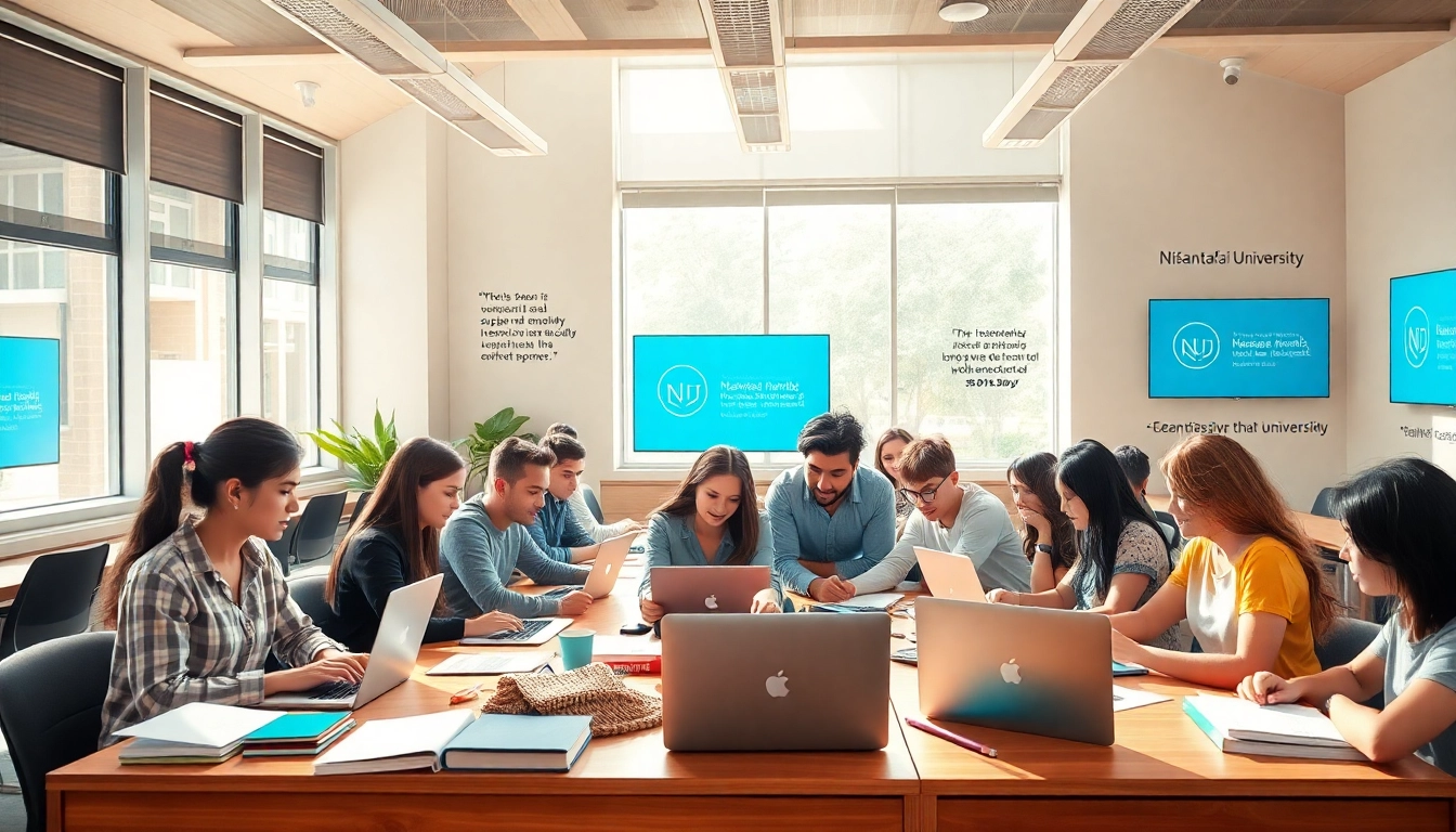 Nisantasi University apply: Students engaging in a modern classroom, showcasing collaboration and innovation.