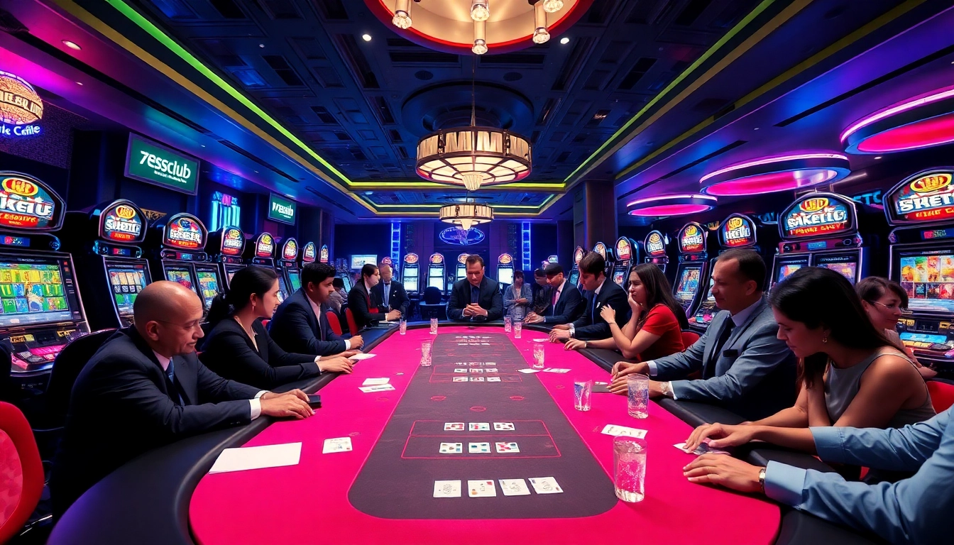Excited players enjoying games at 789club's luxurious casino table, showcasing vibrant gambling action.