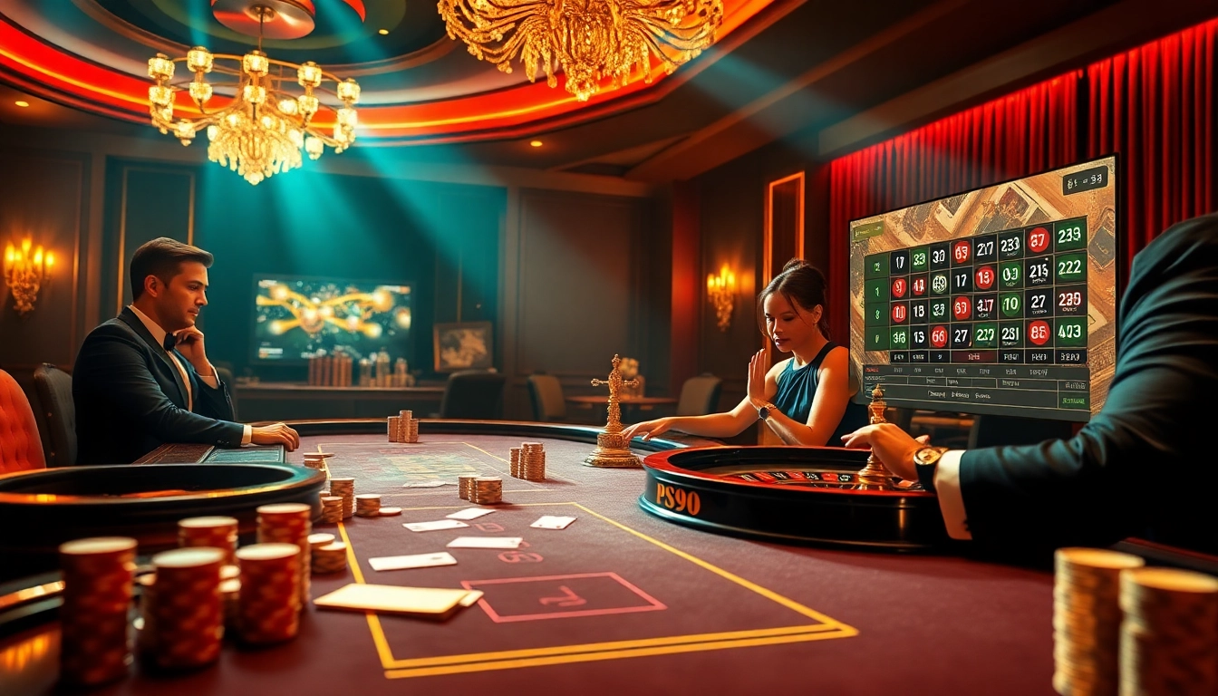 Experience the thrill at nhà cái PS99 with players enjoying an intense poker game.