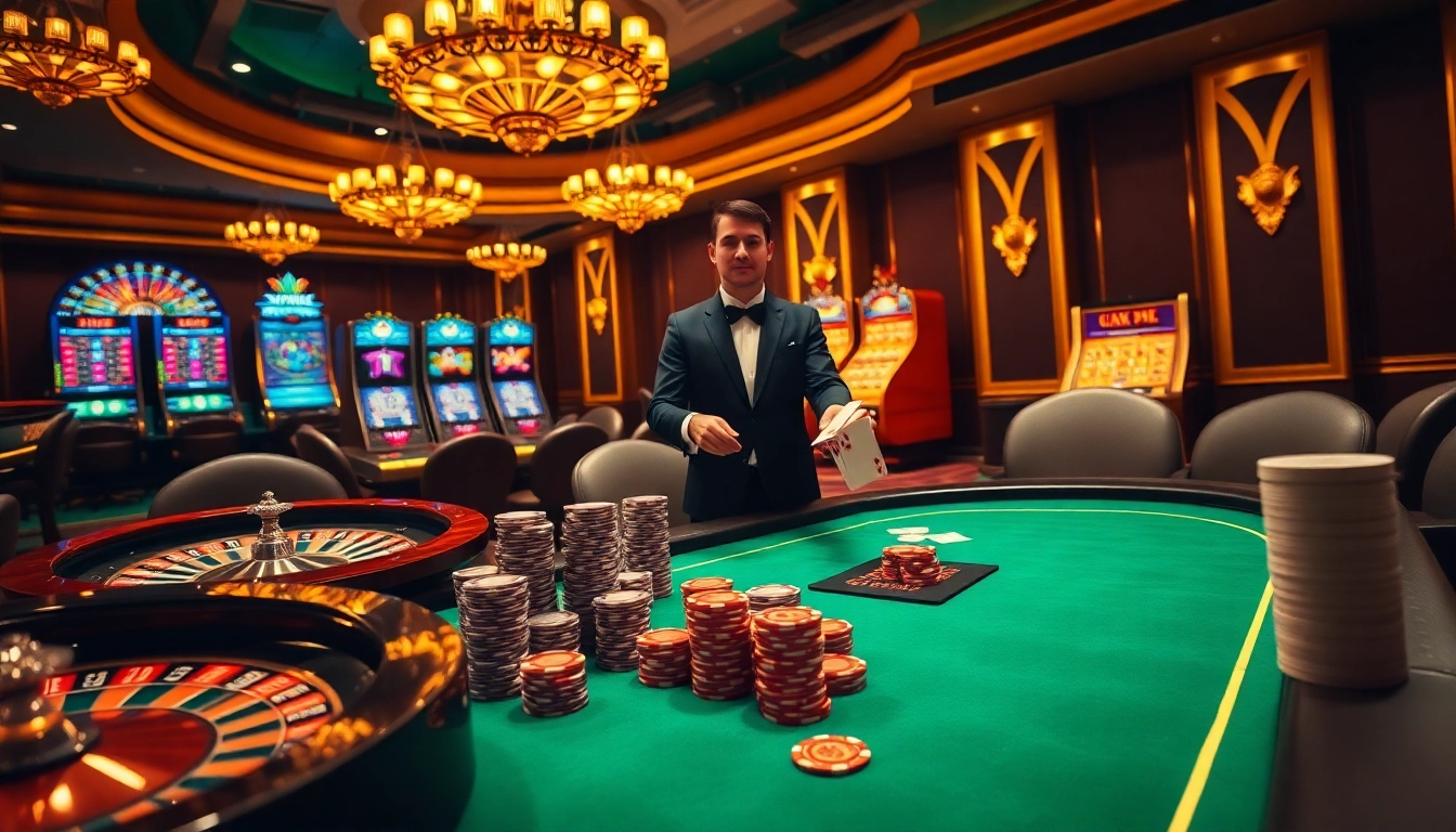 Engaging poker players at a grand casino table - https://okkingok.net/ sparks excitement and luxury.