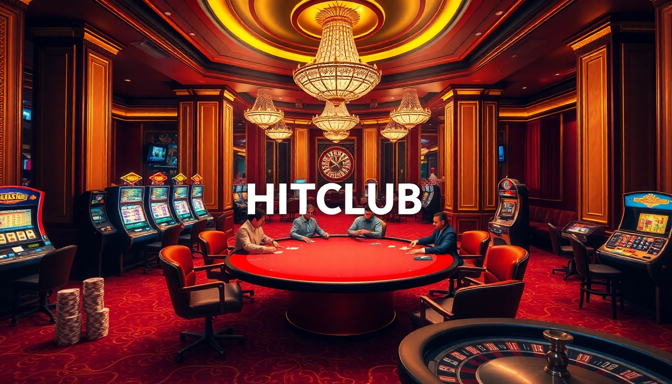 Engaging poker players at HITCLUB casino highlight strategic card gameplay with vibrant atmosphere.