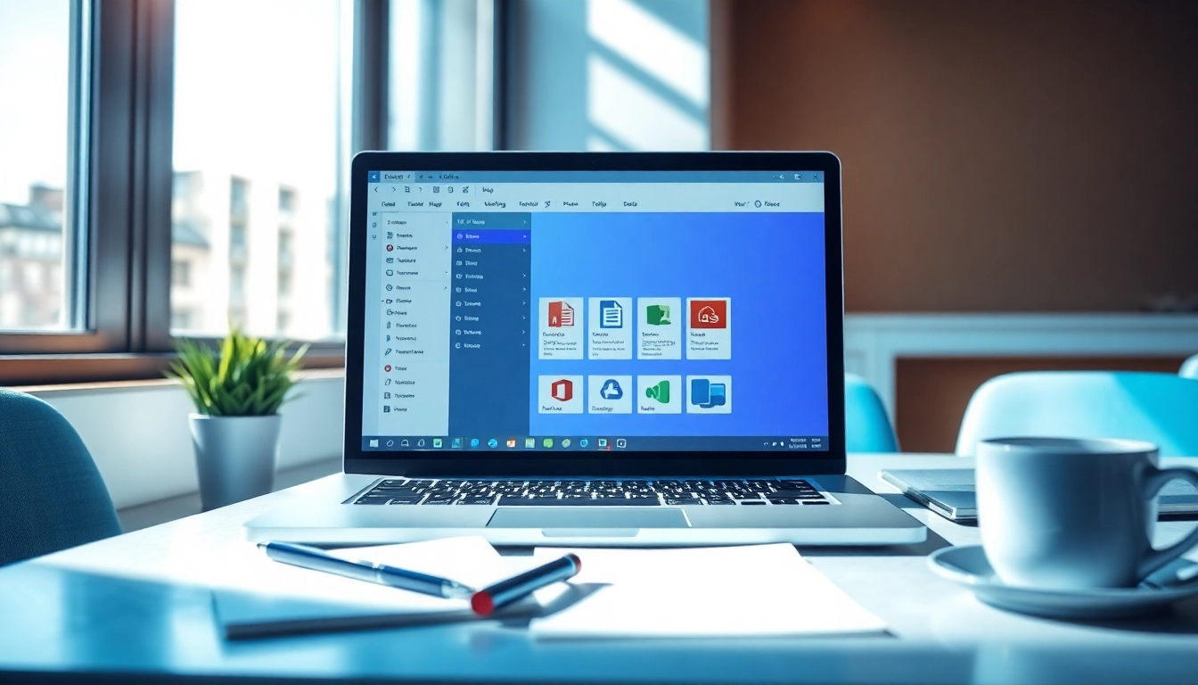 在高效办公环境中的现代笔记本电脑上显示的 WPS 下载 软件