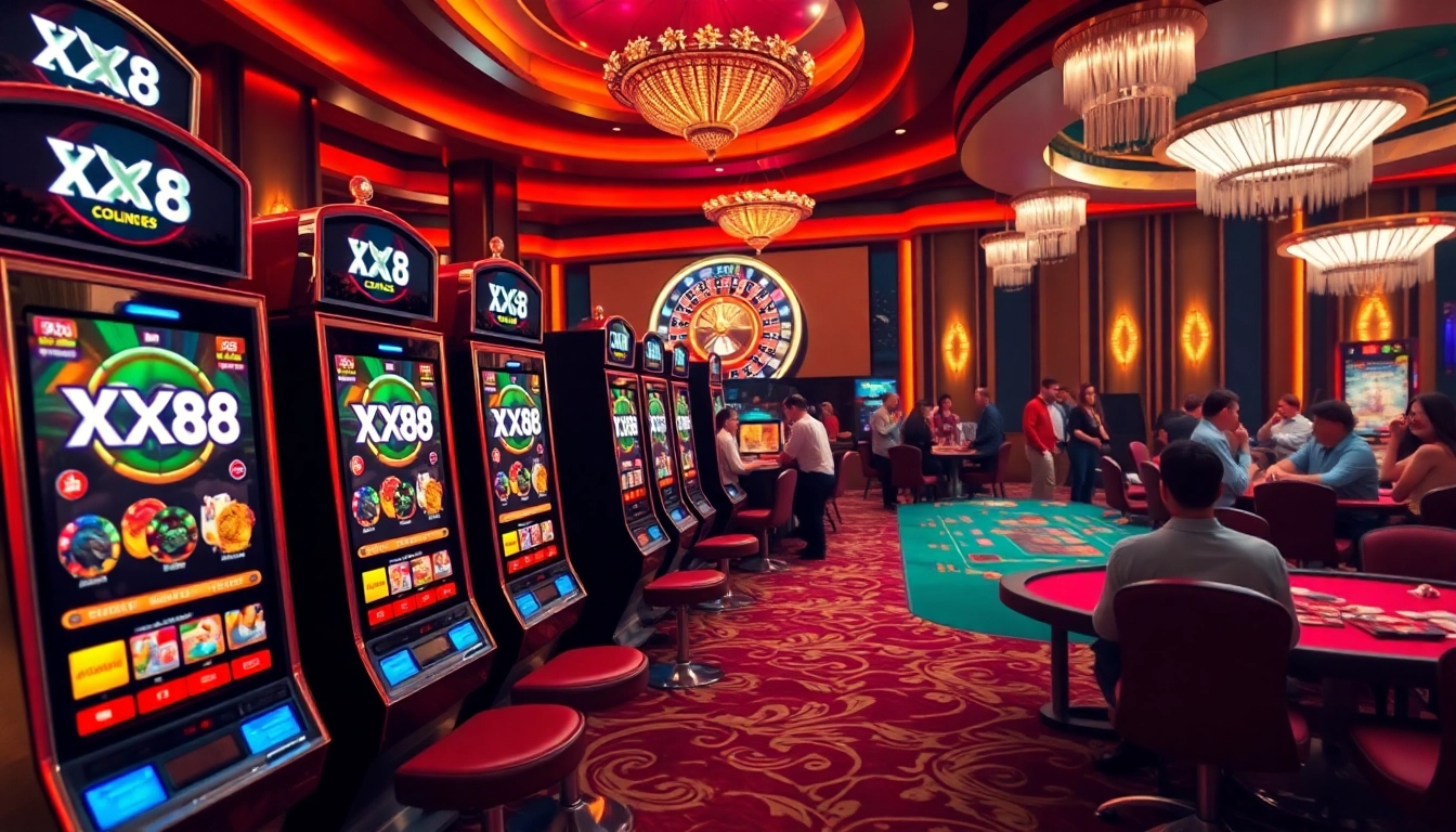 Experience the excitement of gambling at XX88 with vibrant slot machines and lively poker tables.