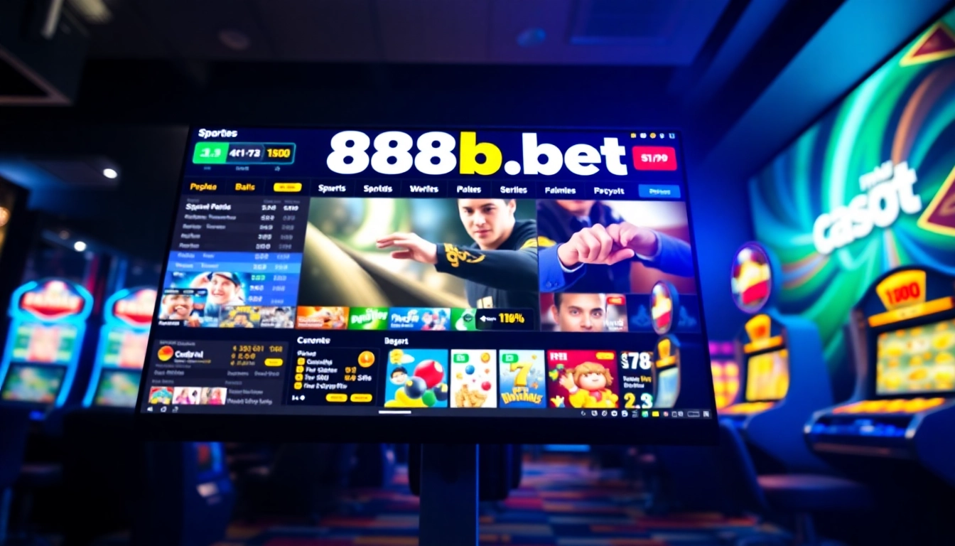 Interactive sports betting and casino gaming experience at 888b.bet with modern design and vibrant visuals.