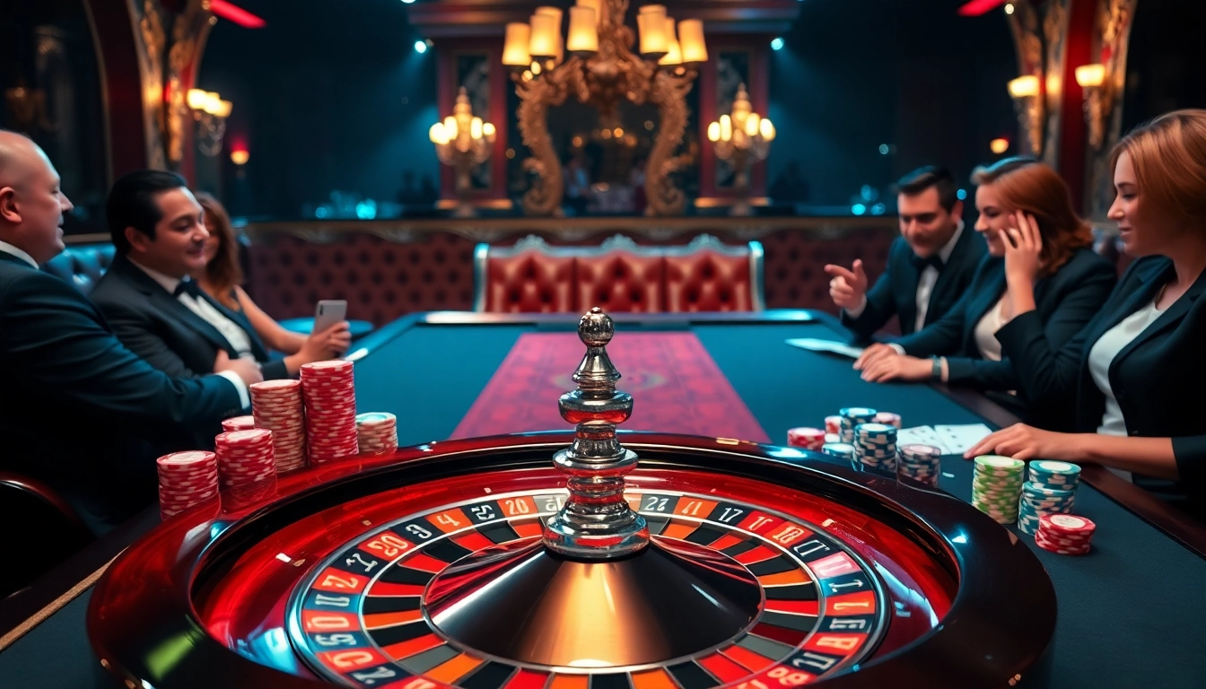 Experience thrilling gameplay at b52club with vibrant casino tables and excited players.