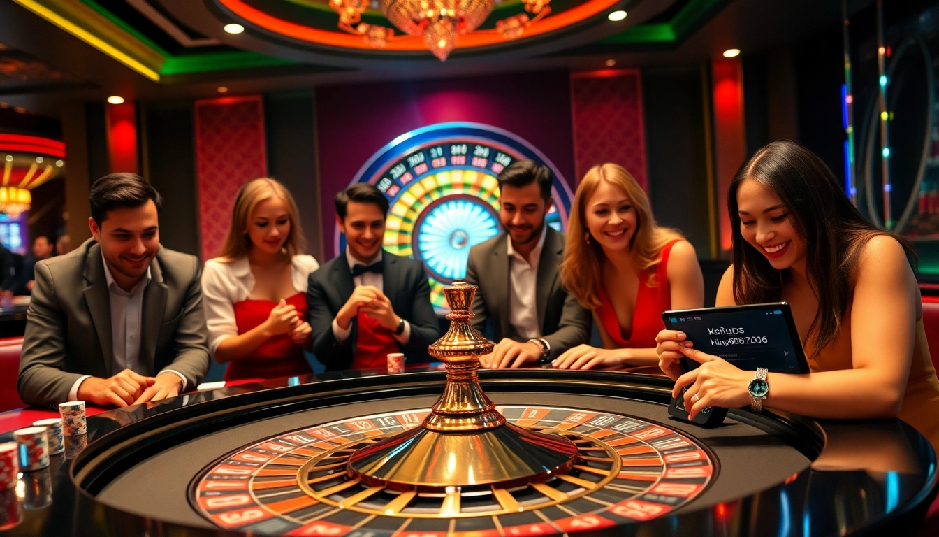 Players engaging at the luxurious casino table showcasing https://king882026.com/ with vibrant chips and cards.